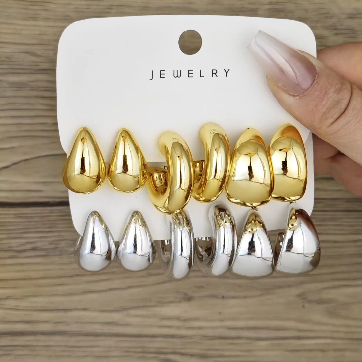 Stylish 6-Piece Gold Plated Waterdrop Hoop Earring Set for a Chic Minimalist Look! ✨💖 #Jewelry #Earrings #Fashion